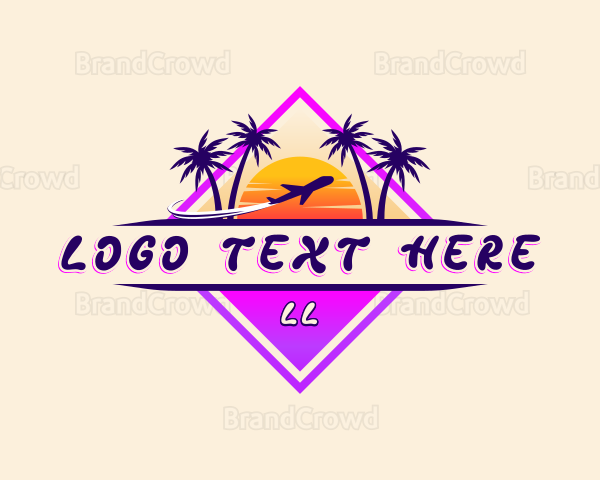 Airplane Beach Sunset Logo