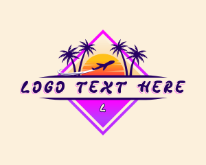 Airplane Beach Sunset Logo