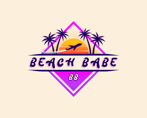 Airplane Beach Sunset logo design