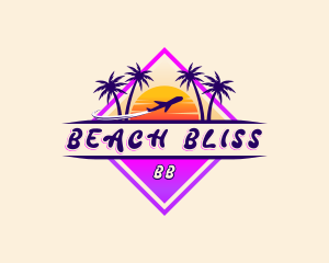 Airplane Beach Sunset logo design