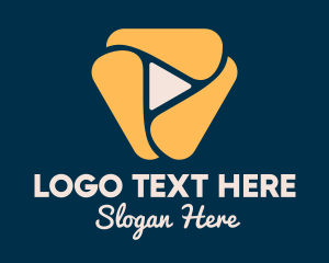 Stream - Triangle Play Button Swirl logo design