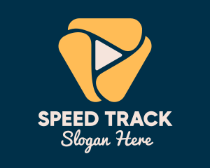 Track - Triangle Play Button Swirl logo design