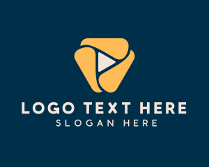 Podcast - Triangle Play Button Swirl logo design