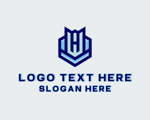 Construction - Geometric Construction Letter HW logo design