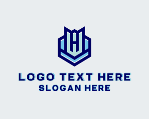 Builder - Geometric Construction Letter HW logo design