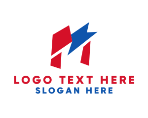 National - Geometric Flag Letter M logo design