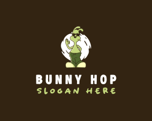 Bunny Smoking Marijuana  logo design