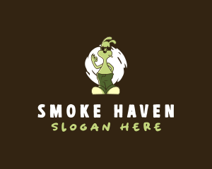 Bunny Smoking Marijuana  logo design