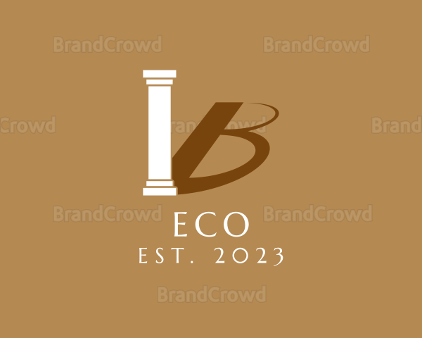 Letter B Column Shadow Logo