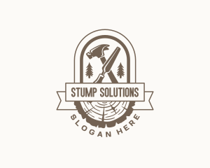 Stump - Hammer Chisel Woodworking logo design