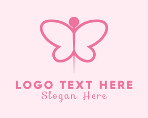 Insect - Pink Butterfly Needle logo design