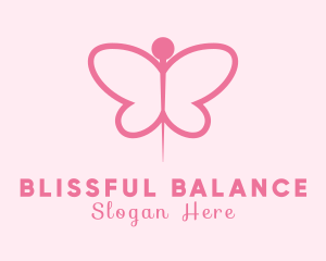 Pink Butterfly Needle logo design