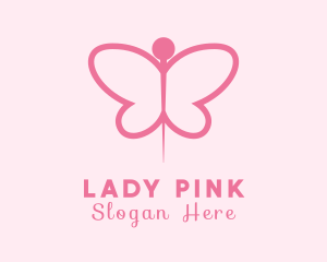 Pink Butterfly Needle logo design
