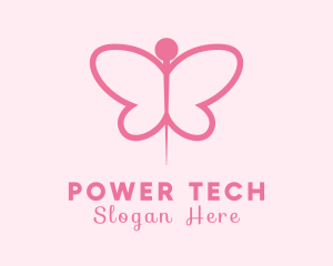 Reiki - Pink Butterfly Needle logo design