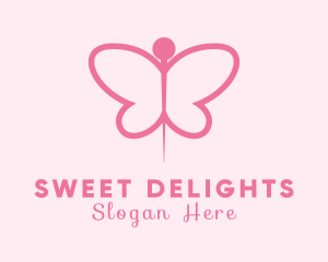 Pink Butterfly Needle logo design