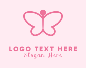 Message - Pink Butterfly Needle logo design