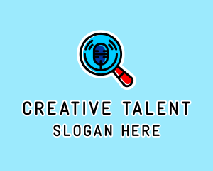 Talent - Magnifying Glass Microphone logo design