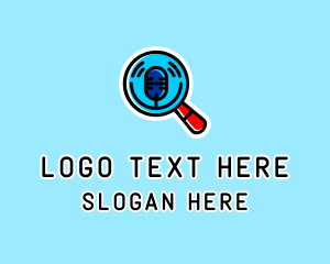 Vlogger - Magnifying Glass Microphone logo design