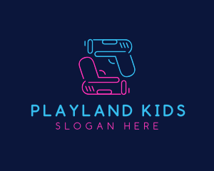 Neon Toy Gun Blasters logo design