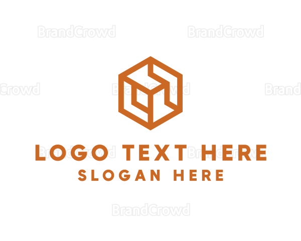 Gold Hexagon Cube Logo