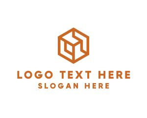 Computer - Gold Hexagon Cube logo design