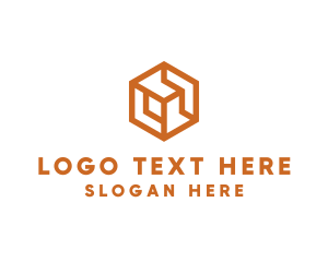 Gold Hexagon Cube Logo