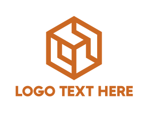 Dynamic - Gold Hexagon Cube logo design