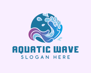 Swimmer - Circle Water Splash logo design