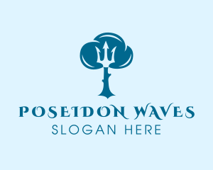 Poseidon - Cloud Trident Tree logo design