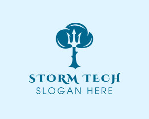 Storm - Cloud Trident Tree logo design