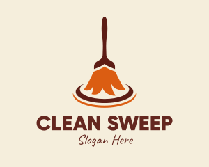 Sweeping - Brown Cleaner Broomstick logo design