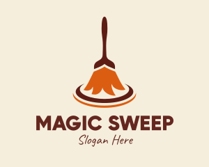 Broomstick - Brown Cleaner Broomstick logo design