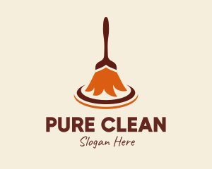 Brown Cleaner Broomstick logo design