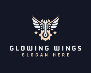 Gear Wings Wrench Mechanic logo design