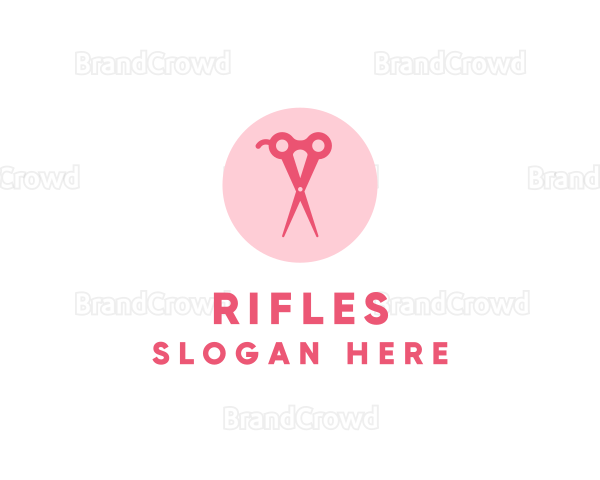 Pink Hair Salon Hairdresser Scissors Logo