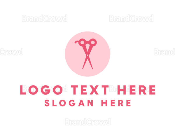 Pink Hair Salon Hairdresser Scissors Logo