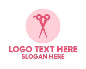 Hair And Beauty - Pink Hair Salon Hairdresser Scissors logo design