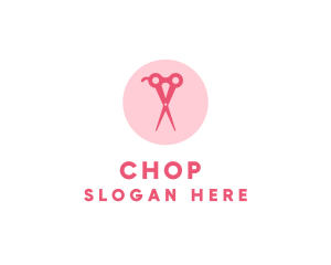 Pink Hair Salon Hairdresser Scissors Logo