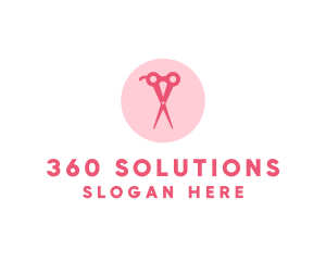 Pink Hair Salon Hairdresser Scissors logo design