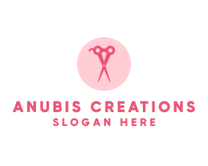 Pink Hair Salon Hairdresser Scissors logo design