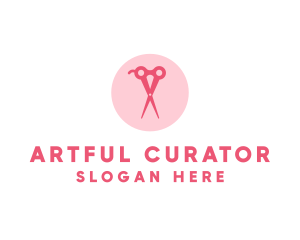 Pink Hair Salon Hairdresser Scissors logo design