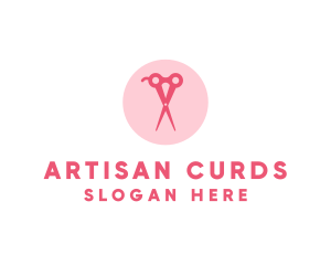 Pink Hair Salon Hairdresser Scissors logo design