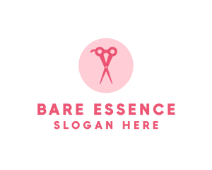 Pink Hair Salon Hairdresser Scissors logo design