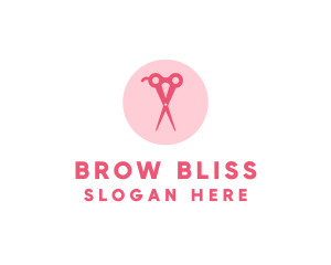 Pink Hair Salon Hairdresser Scissors logo design