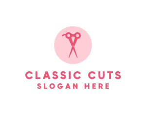 Pink Hair Salon Hairdresser Scissors logo design