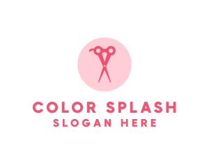 Pink Hair Salon Hairdresser Scissors logo design