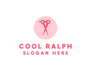 Pink Hair Salon Hairdresser Scissors logo design