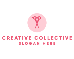 Pink Hair Salon Hairdresser Scissors logo design