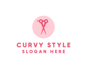 Pink Hair Salon Hairdresser Scissors logo design