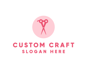 Pink Hair Salon Hairdresser Scissors logo design